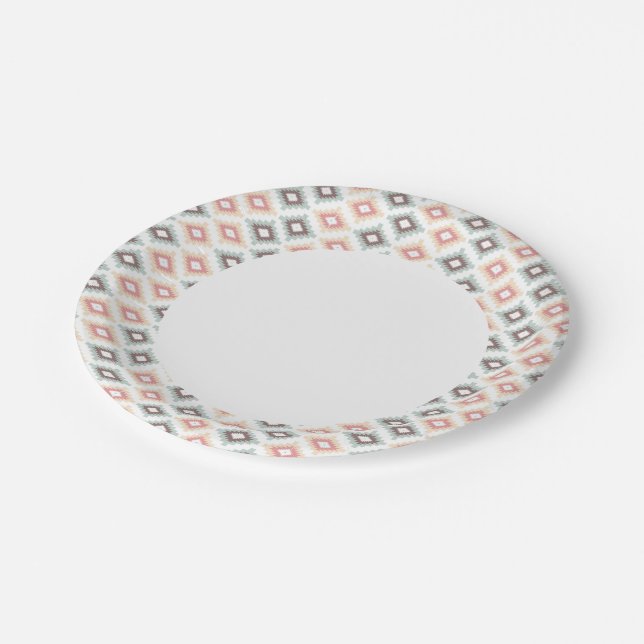 Geometrisches Muster im aztec-Stil Pappteller (Schrägansicht)