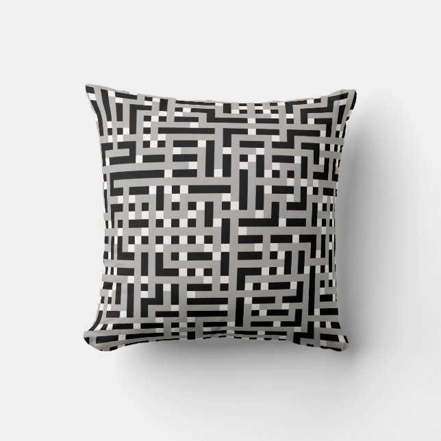 Geometrisches Muster im Grau, Schwarzweiss. Kissen (Vorderseite)
