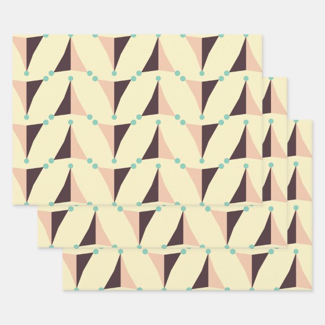 Geometrisches Muster im Retro-Stil Geschenkpapier Set (Set)