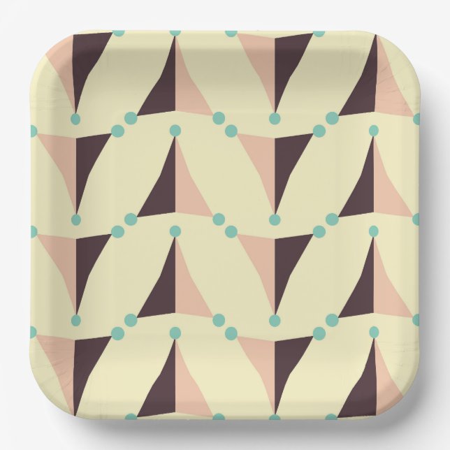 Geometrisches Muster im Retro-Stil Pappteller (Vorderseite)