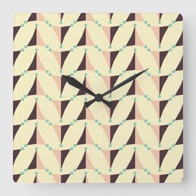 Geometrisches Muster im Retro-Stil Quadratische Wanduhr (Vorderseite)