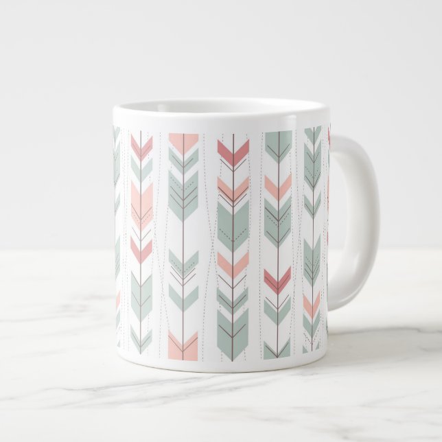 Geometrisches Muster im Retrostil Jumbo-Tasse (Vorderseite Rechts)