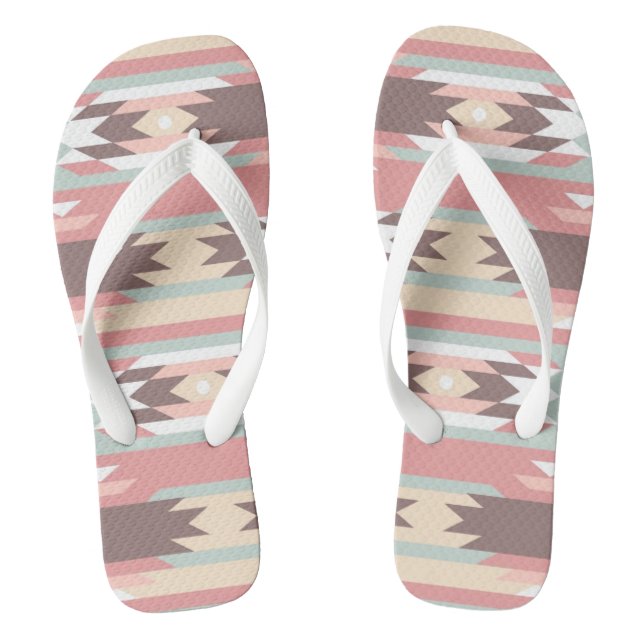 Geometrisches Muster in aztekischer Art 2 Flip Flops (Fußbett)