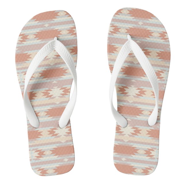 Geometrisches Muster in aztekischer Art 3 Flip Flops (Fußbett)