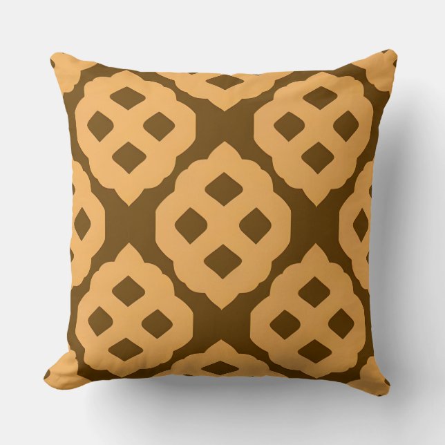 Geometrisches Muster in Beige und Braun Kissen (Vorderseite)