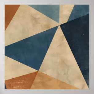 Geometrisches Muster in Blau-, Beige- und Rosttöne Poster