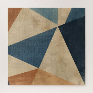 Geometrisches Muster in Blau-, Beige- und Rosttöne Puzzle
