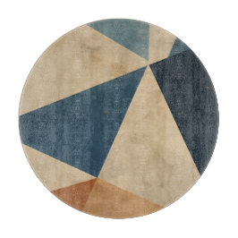 Geometrisches Muster in Blau-, Beige- und Rosttöne Schneidebrett