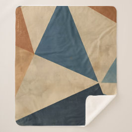 Geometrisches Muster in Blau-, Beige- und Rosttöne Sherpadecke