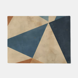 Geometrisches Muster in Blau-, Terrakotta- und Ros Fußmatte