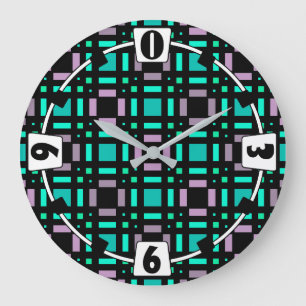 Geometrisches Muster in den Farben grün und geomet Große Wanduhr