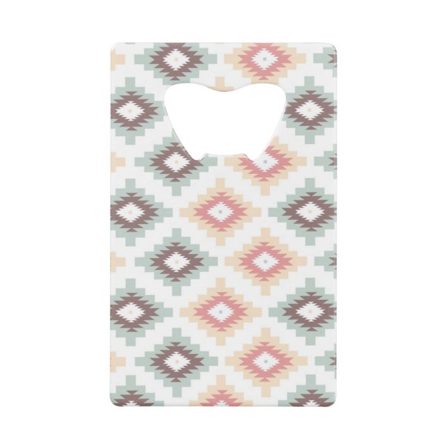 Geometrisches Muster in der aztekischen Art Kreditkartenflaschenöffner (Vorderseite)