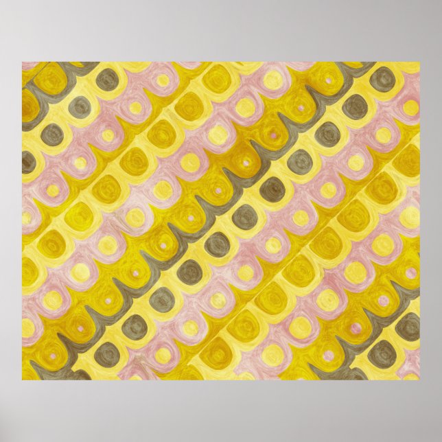 Geometrisches Muster in Gelb und Rosa Poster (Vorne)