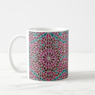 Geometrisches Muster in rosa braun und blau Kaffeetasse