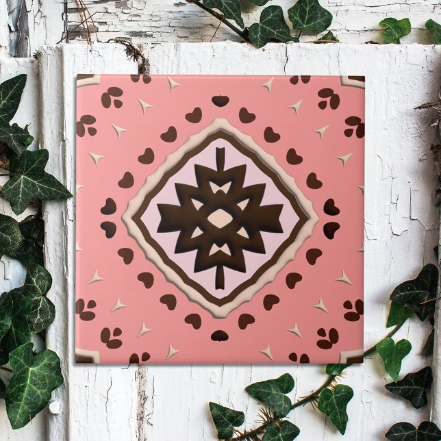 Geometrisches Muster in rosa und braunen Beige Fliese (Von Creator hochgeladen)