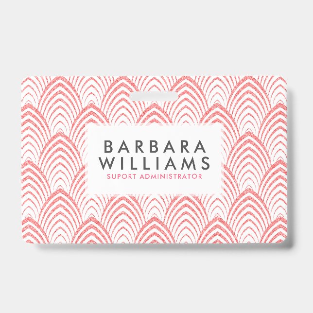 Geometrisches Muster in Rosa und Weiß, Deko Ausweis (Vorderseite)