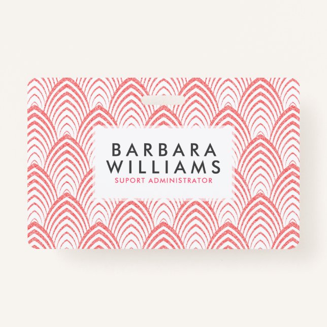 Geometrisches Muster in Rosa und Weiß, Deko Ausweis (Vorderseite)