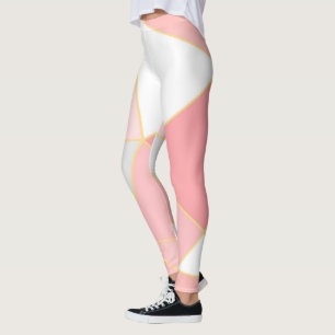 Geometrisches Muster in rosa weiß und gold Leggings
