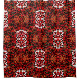 Geometrisches Muster in Rot und Schwarz Duschvorhang