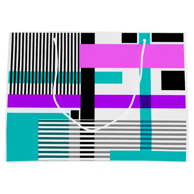 geometrisches Muster in Streifen- und Neonfarben Große Geschenktüte (Vorderseite)