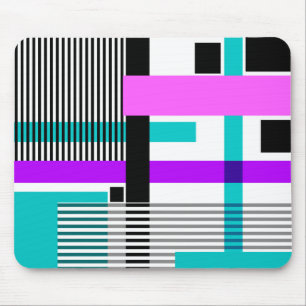 geometrisches Muster in Streifen- und Neonfarben Mousepad
