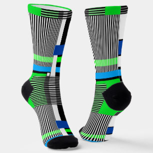 geometrisches Muster in Streifen- und Neonfarben Socken