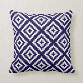 Geometrisches Muster-Kobalt-Blau Kissen