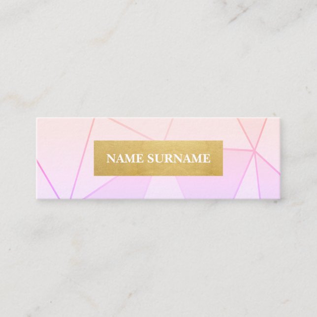Geometrisches Muster-lila Goldminigeschäfts-Karte Mini Visitenkarte (Vorderseite)
