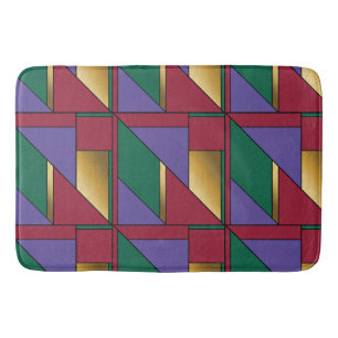 Geometrisches Muster, Lila-grün Badematte