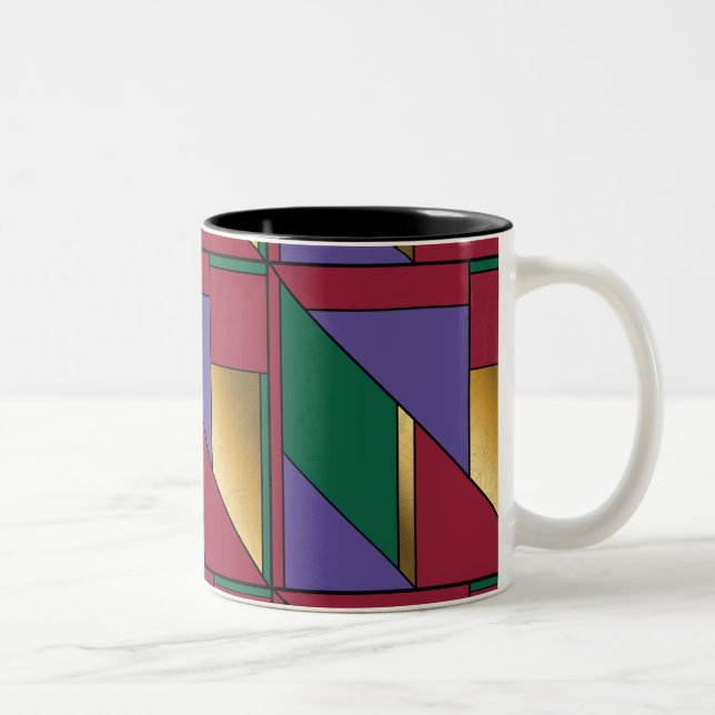 Geometrisches Muster, Lila-grün Zweifarbige Tasse (Rechts)