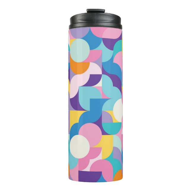 Geometrisches Muster lila und rosa Thermosbecher (Vorderseite)