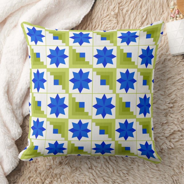 Geometrisches Muster, mehrfarbiges Patchwork Kissen (Decke)