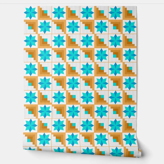 Geometrisches Muster, mehrfarbiges Patchwork Tapete (Abrollen)
