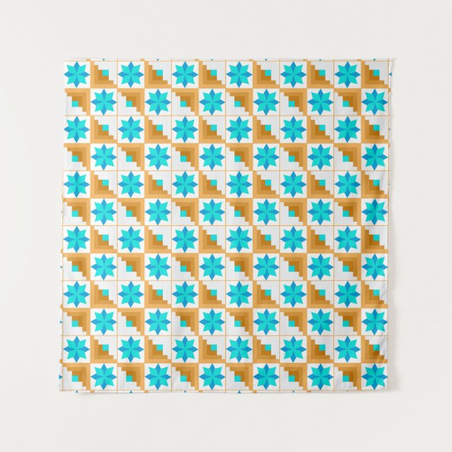 Geometrisches Muster, mehrfarbiges Patchwork Wandteppich (Vorderseite)