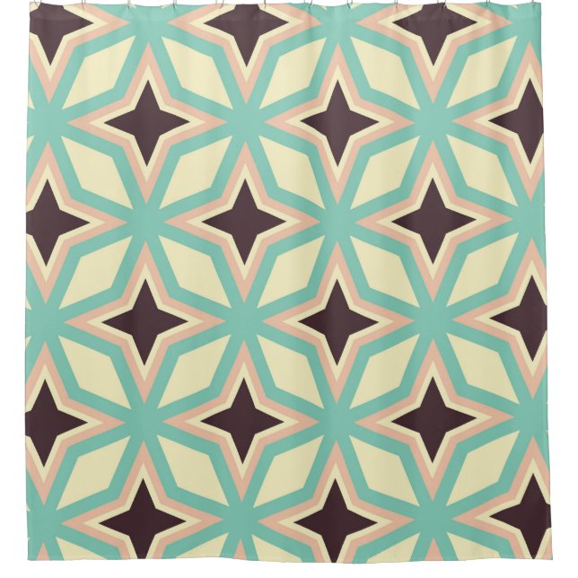 Geometrisches Muster mit abwechselnd dunkler Stern Duschvorhang (Vorderseite)