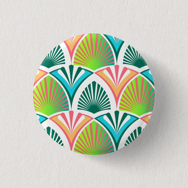 Geometrisches Muster mit Blätter und Blume der Han Button (Vorderseite)
