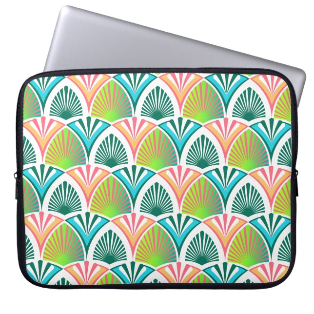 Geometrisches Muster mit Blätter und Blume der Han Laptopschutzhülle (Vorderseite)