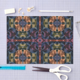 Geometrisches Muster mit bläulicher Blume Seidenpapier