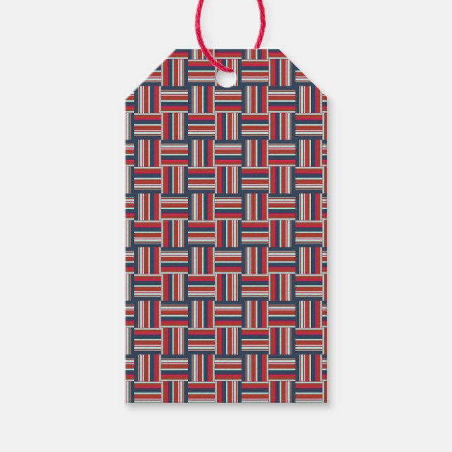 Geometrisches Muster mit farbigen Streifen Geschenkanhänger (Vorderseite)