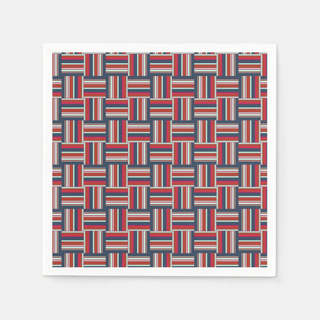 Geometrisches Muster mit farbigen Streifen Serviette (Vorderseite)