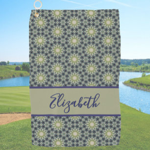 Geometrisches Muster mit individuelle Name Ladys Golfhandtuch
