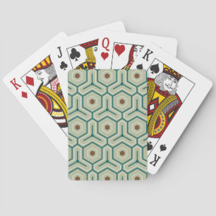 Geometrisches Muster mit ineinandergreifenden Sech Spielkarten