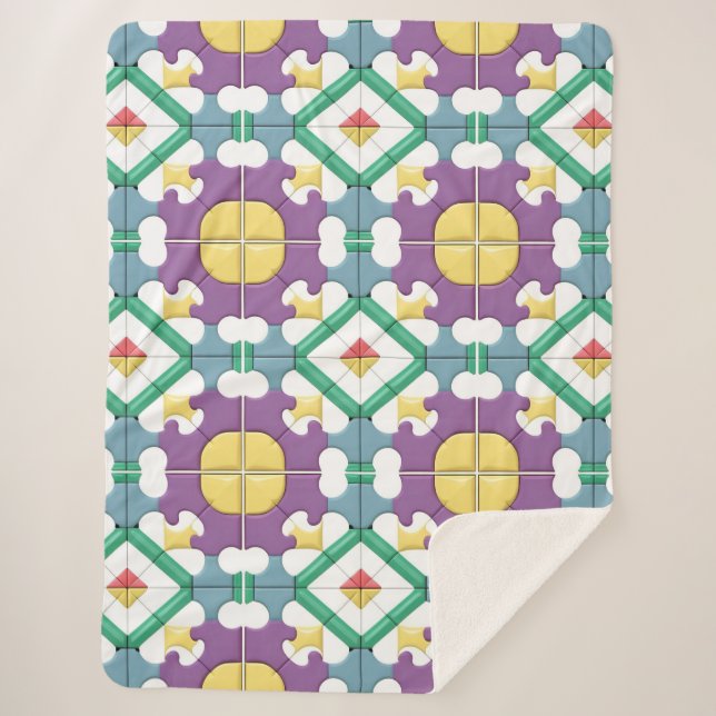 Geometrisches Muster mit lebhaften Farben Sherpadecke (Vorderseite)