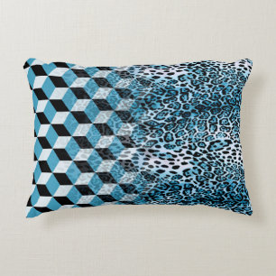 Geometrisches Muster mit Leopardenhaut, Leopardeng Dekokissen