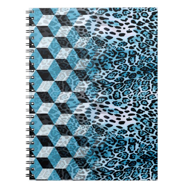 Geometrisches Muster mit Leopardenhaut, Leopardeng Notizblock (Vorderseite)
