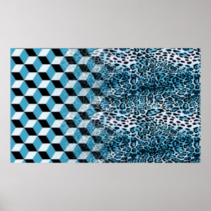 Geometrisches Muster mit Leopardenhaut, Leopardeng Poster