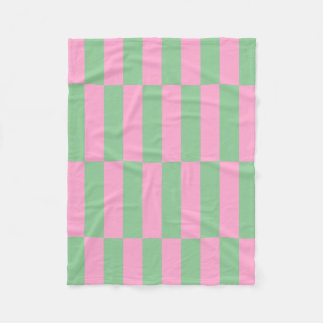 Geometrisches Muster mit rosa und grünem Streifen Fleecedecke (Vorderseite)