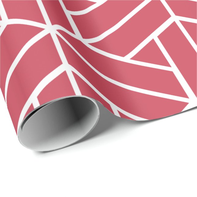 Geometrisches Muster mit roten Sechsecken Geschenkpapier (Rolleneckpunkt)