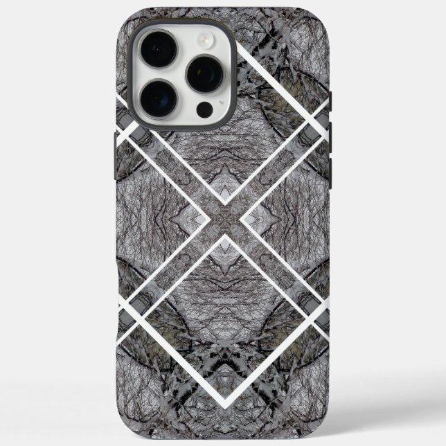 Geometrisches Muster mit schneebedeckten Winterbäu Case-Mate iPhone Hülle (Rückseite)
