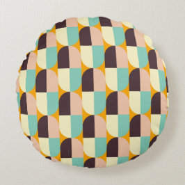 Geometrisches Muster mit überlappenden Halbkreisen Rundes Kissen